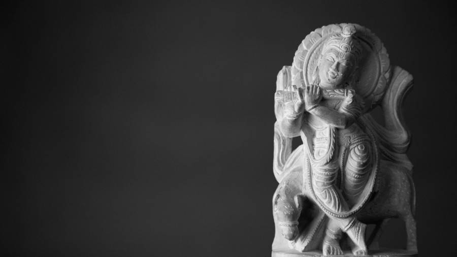 Dark Krishna Gray Statue Wallpaper