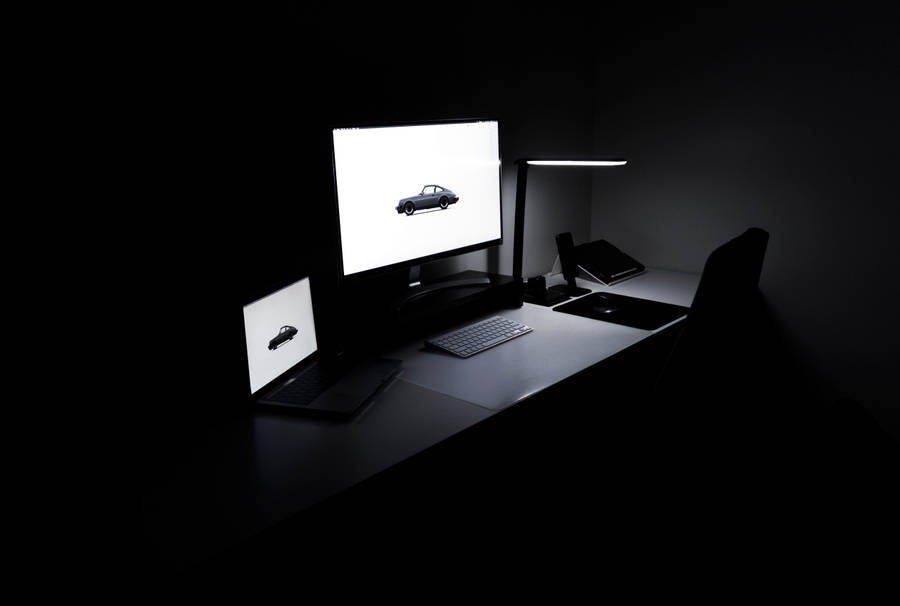 Dark Laptop Black Computer Setup Wallpaper