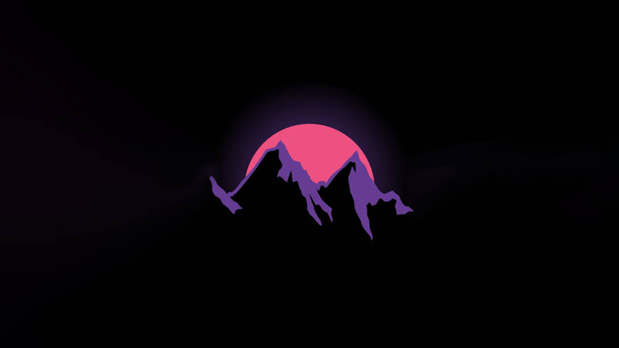 Dark Minimalist Mountains And The Moon Wallpaper