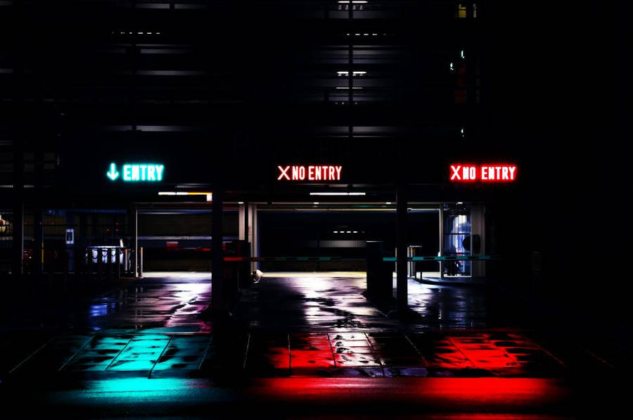 Dark Neon Iphone Parking Garage Wallpaper