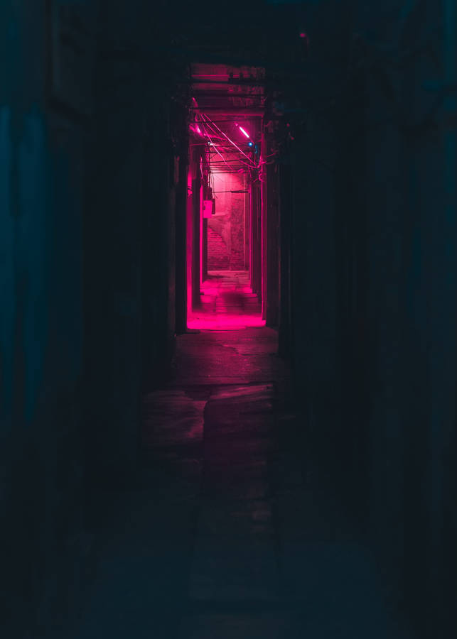 Dark Neon Pink Alleyway Wallpaper