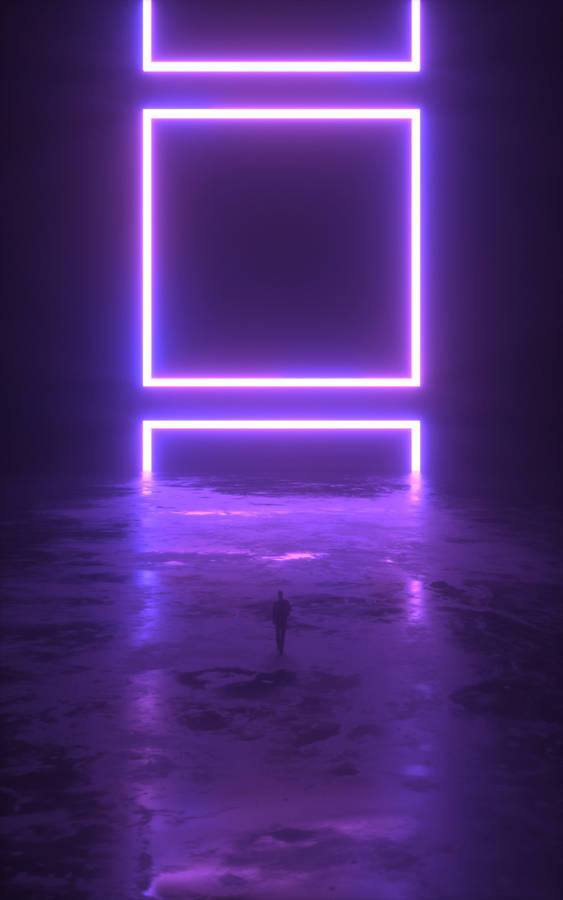 Dark Neon Purple Square Lights Wallpaper