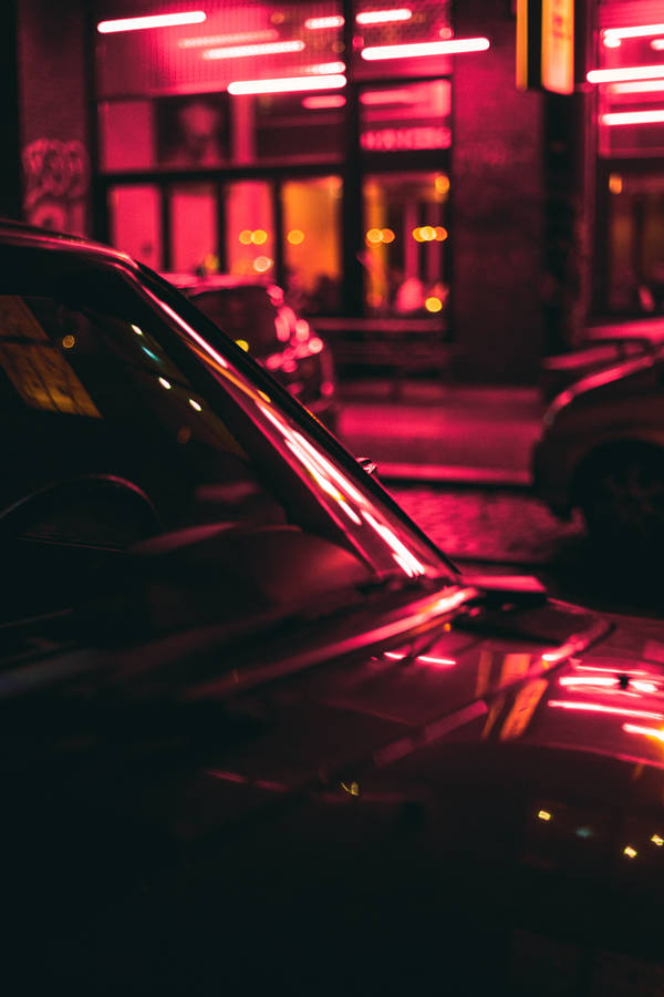 Dark Neon Red Car Wallpaper