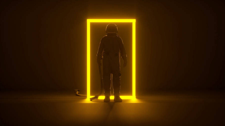 Dark Neon Yellow Astronaut Wallpaper