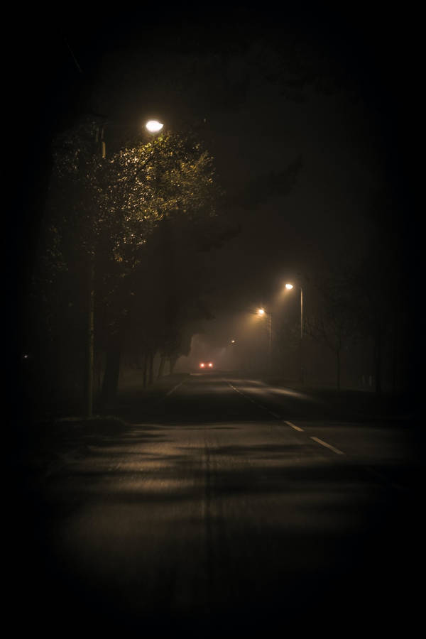 Dark Night Road In Sepia Colors Wallpaper