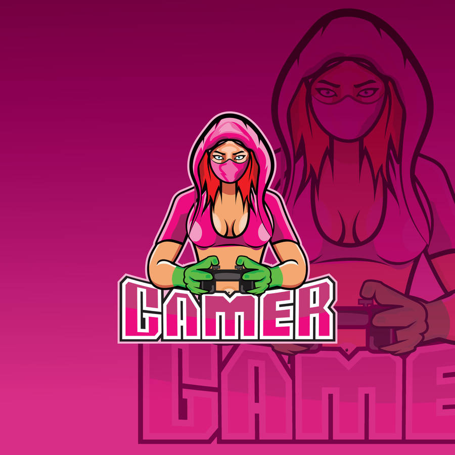 Dark Pink Hooded Girl Gamer Logo Wallpaper