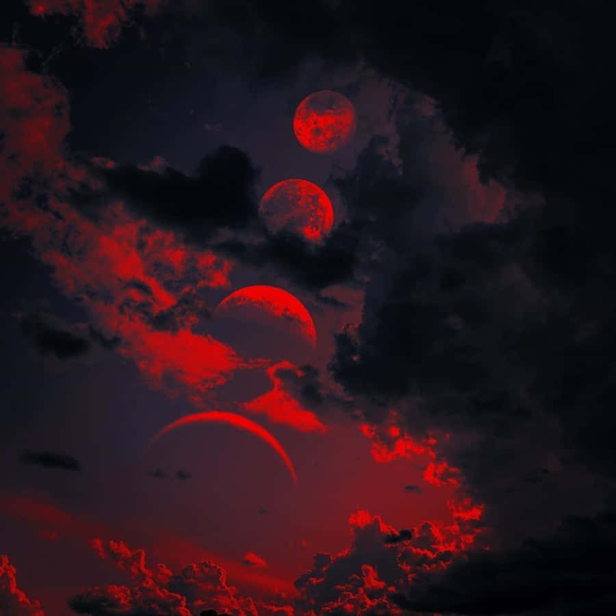 Dark Red Aesthetic Moon Phases Wallpaper