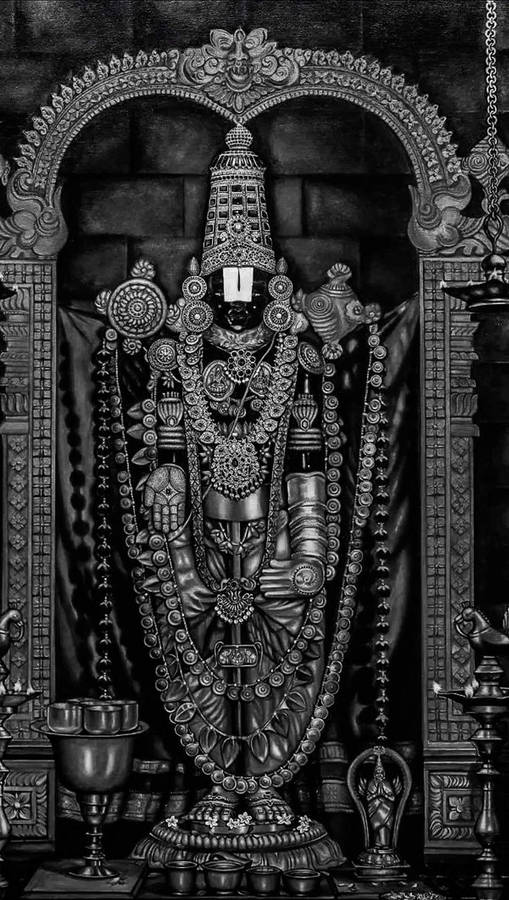 Dark Screen Lord Venkateswara 4k Wallpaper