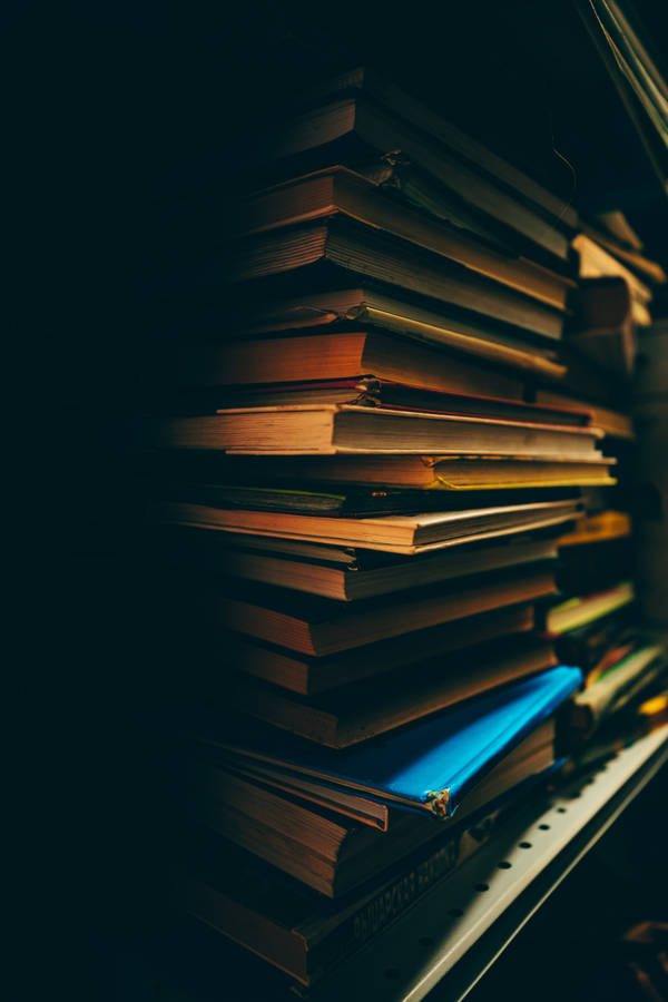 Dark Shelf Of Books Wallpaper