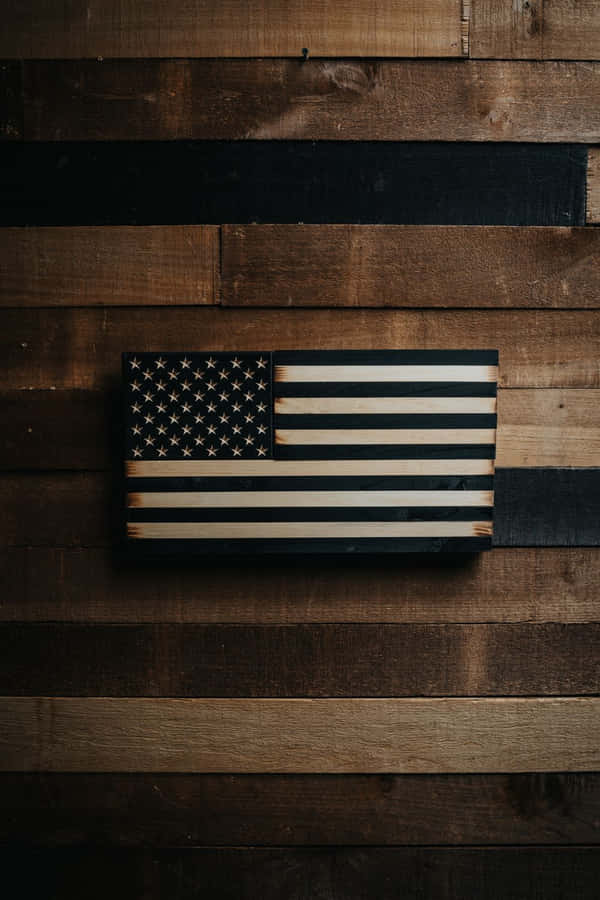 Dark Toned American Flag Wooden Background Wallpaper