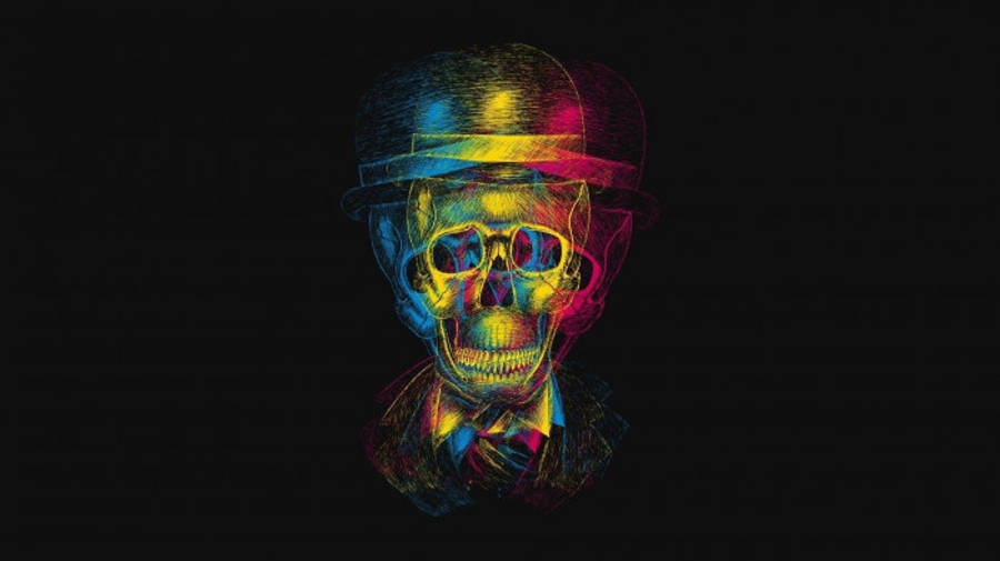 Dark Trippy Skeleton In Formalwear Wallpaper