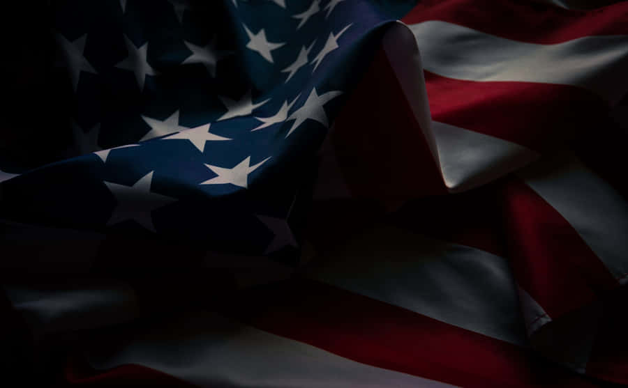 Darkened American Flag Drapery Wallpaper