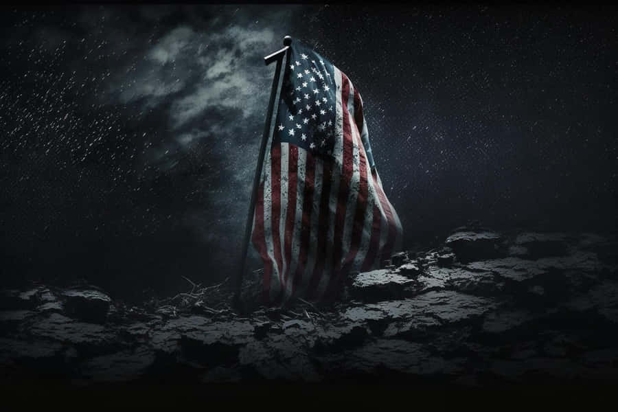 Darkened American Flag Nighttime Wallpaper