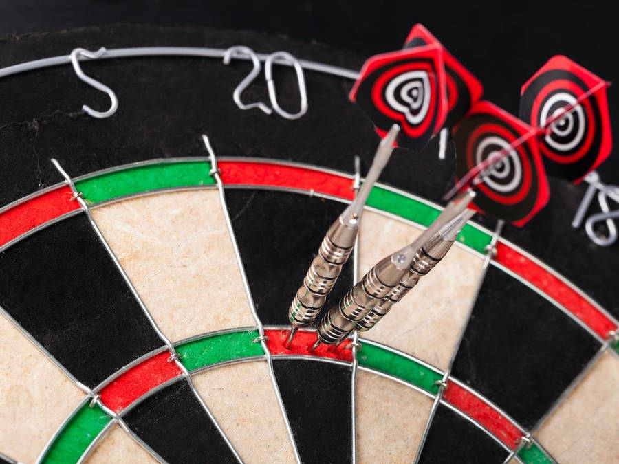 Dartboard Three Red Arrow Darts Wallpaper