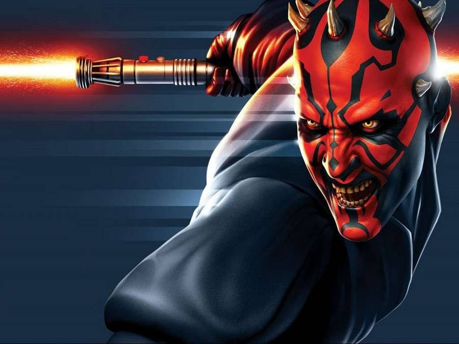 Darth Maul With Saberstaff Digital Art Wallpaper