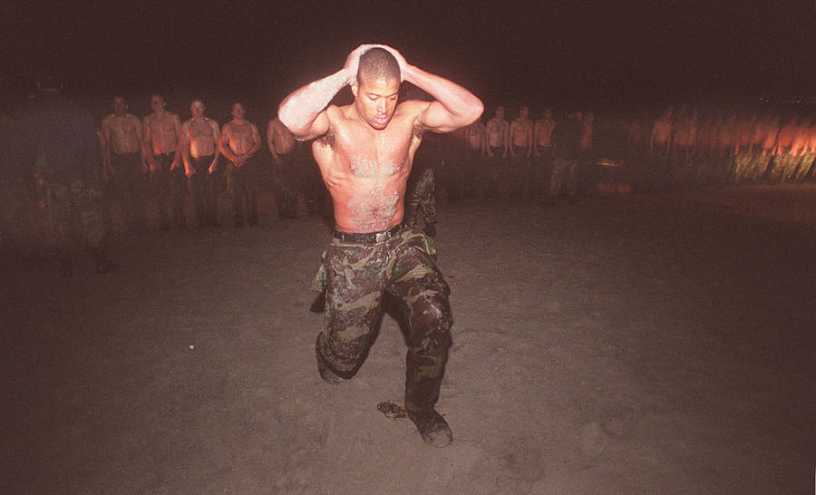 David Goggins Training With Troops Wallpaper