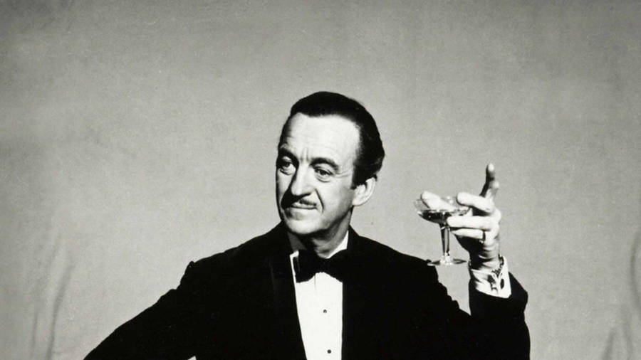 David Niven Black And White Wine Glass Wallpaper