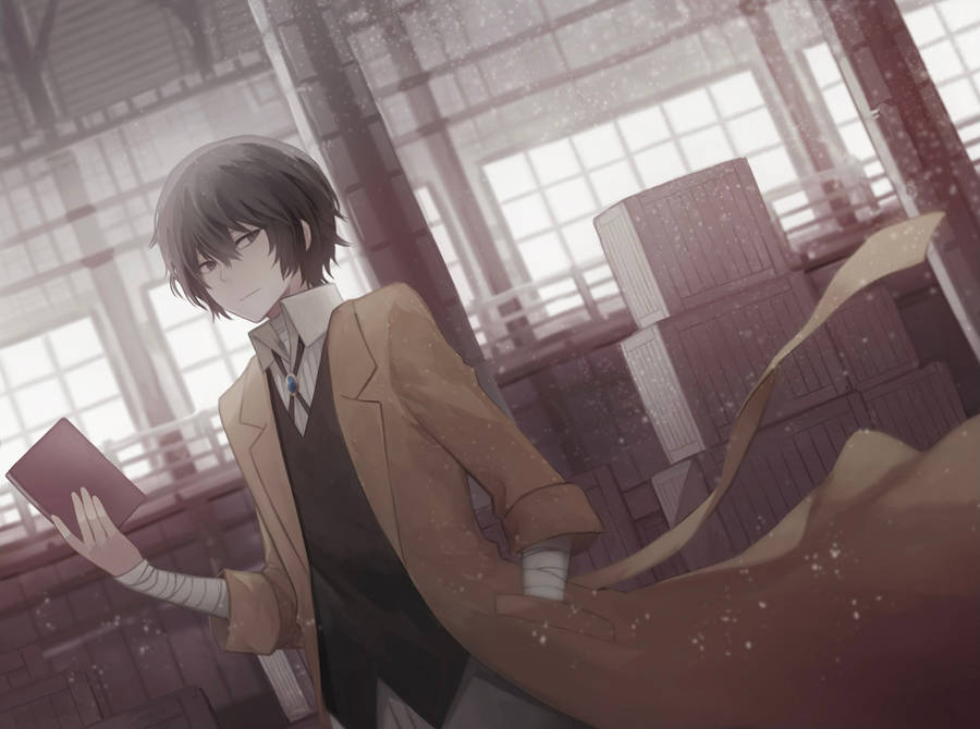 Dazai Holding A Book Wallpaper