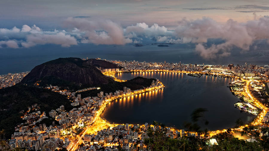 Dazzling Night View Of Brazilian Skyline Wallpaper