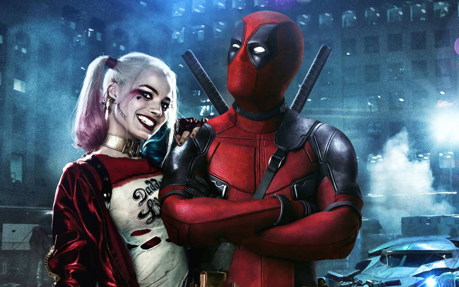 Deadpool Harley Quinn Phone City Wallpaper