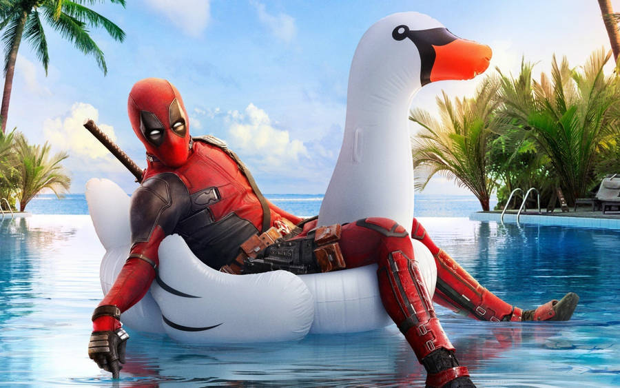 Deadpool In Swimming Pool Wallpaper