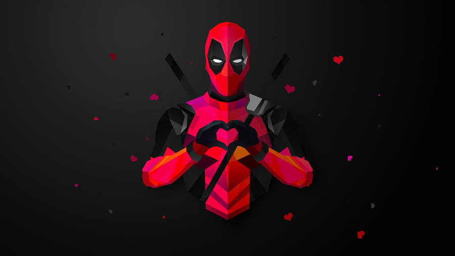 Deadpool With Heart Sign Wallpaper