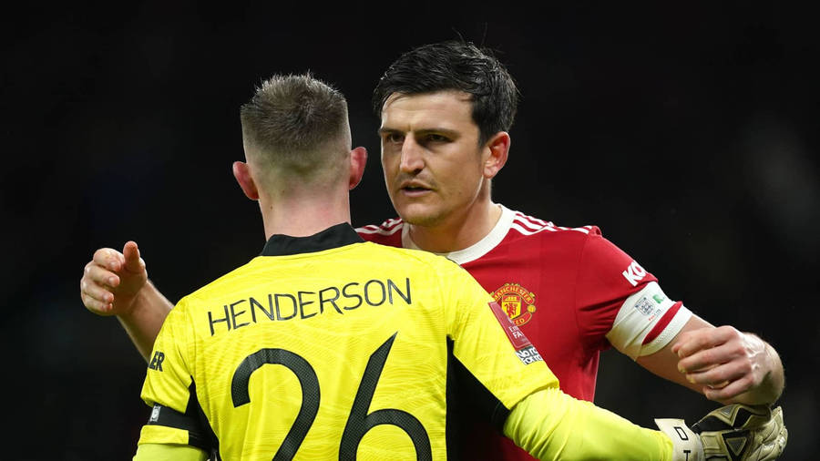 Dean Henderson Hugs Harry Maguire Wallpaper