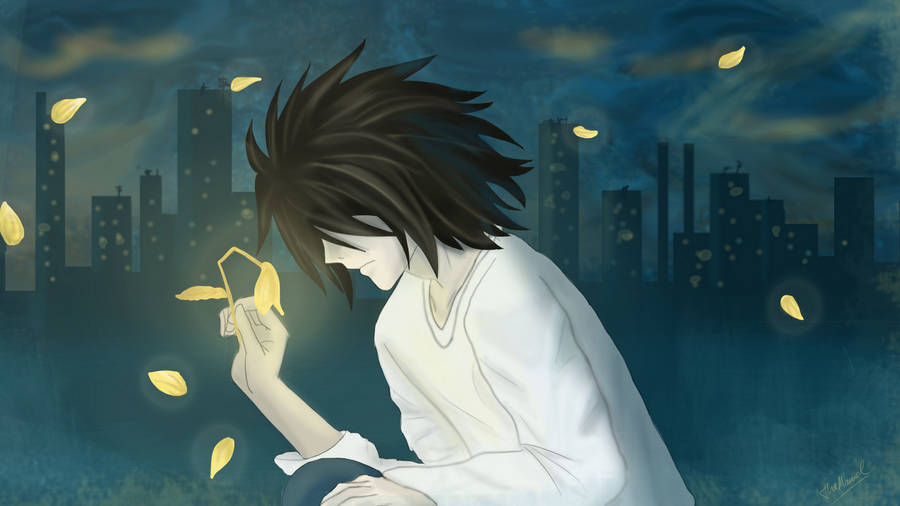 Death Note Golden Leaves And L Wallpaper