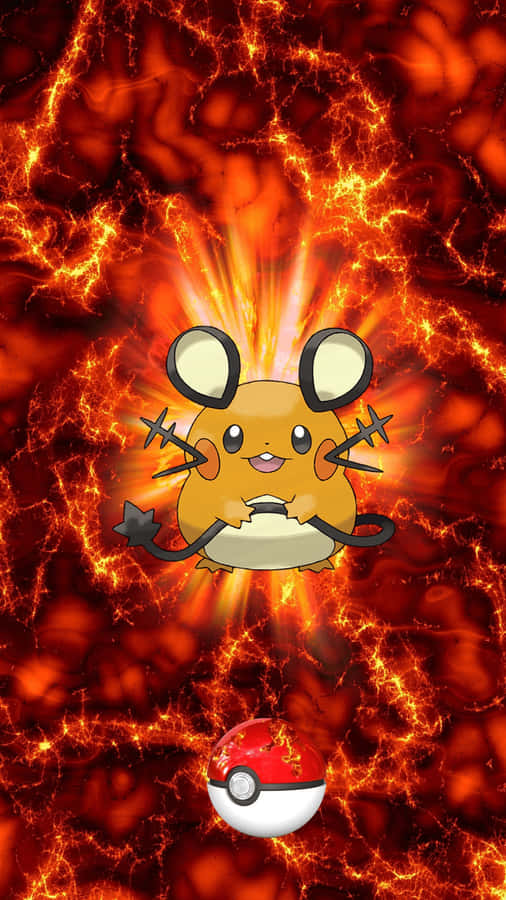 Dedenne On Flaring Fire Wallpaper