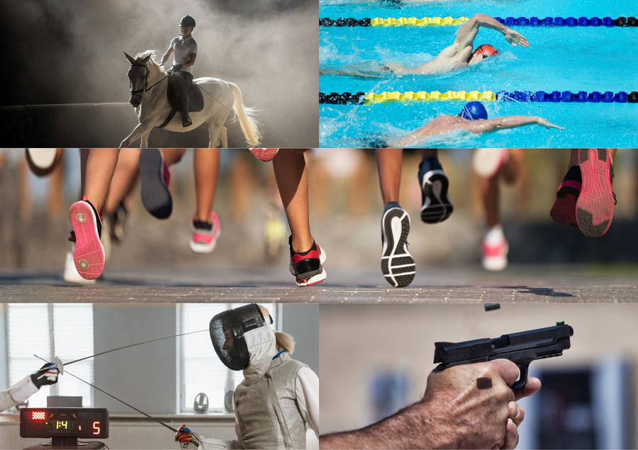 Dedicated Athlete Competing In Modern Pentathlon Shooting Event Wallpaper