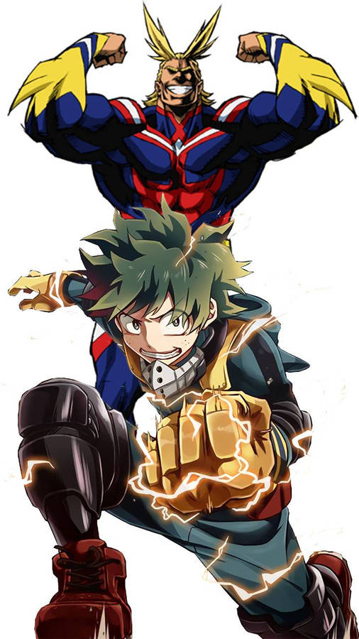 Deku And All Might My Hero Academia Wallpaper