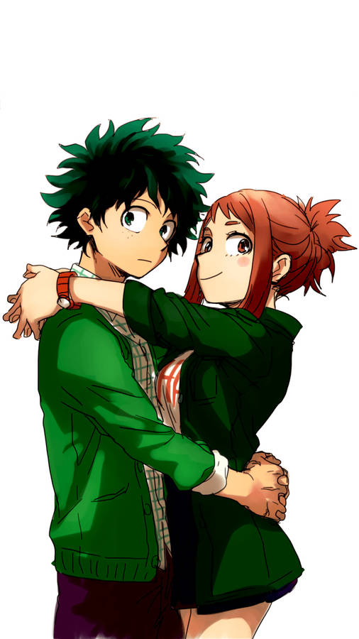 Deku And Ochako Hugging Wallpaper