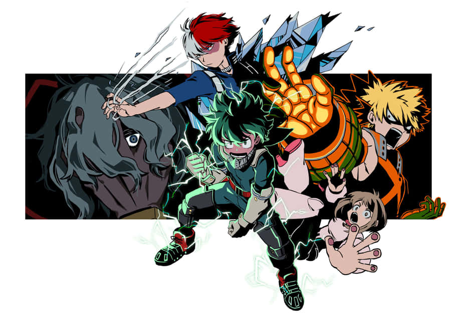 Deku And Todoroki - The Dynamic Duo Of Heroes Wallpaper
