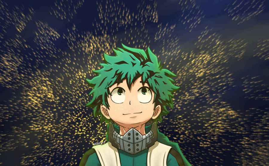 Deku Looking At Yellow Sparkles Wallpaper