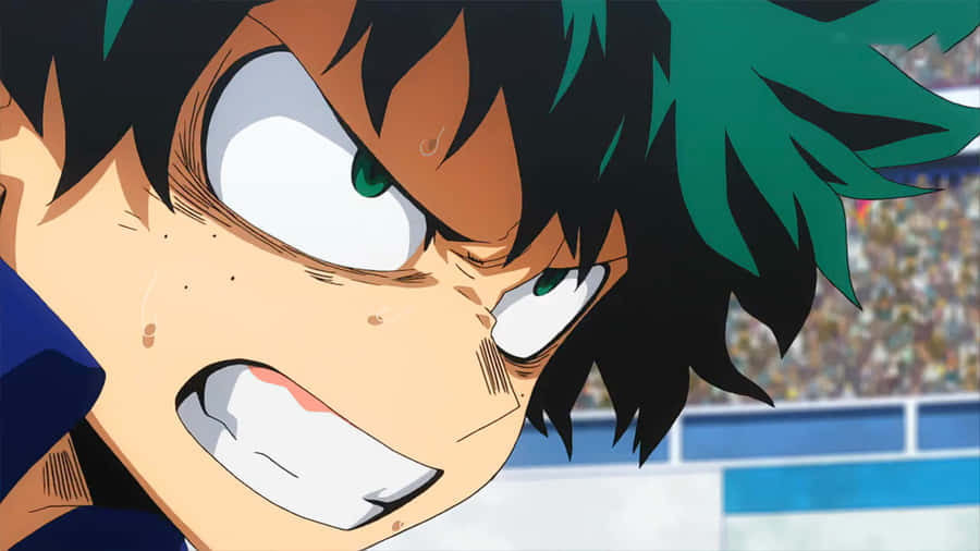 Deku With Green Eyes Of My Hero Academia Wallpaper