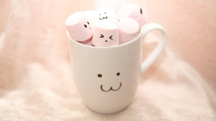 Delectable Display Of 3d Marshmallow In A White Mug Wallpaper