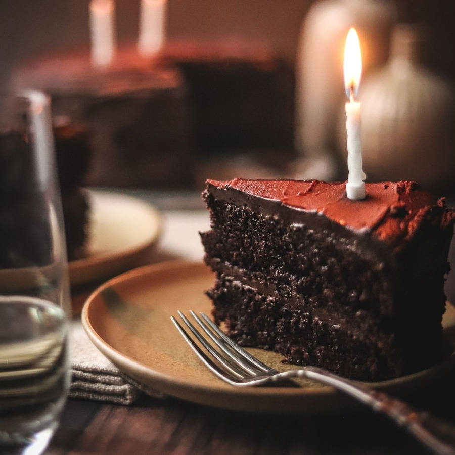 Delectable Slice Of Birthday Chocolate Cake Wallpaper