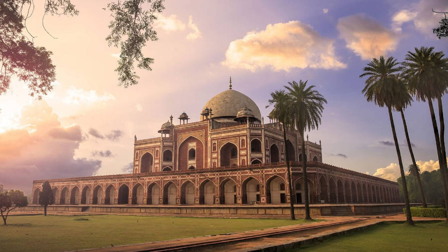 Delhi Humayun's Tomb Sunset Wallpaper