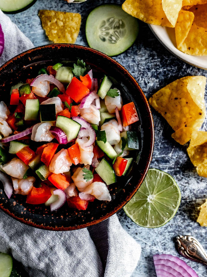 Delicious Peruvian Ceviche Dish Wallpaper