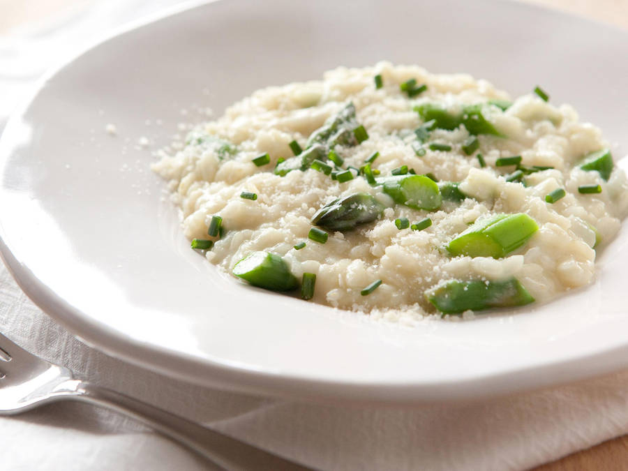 Delicious Risotto Dish With Fresh Celery And Onions Wallpaper