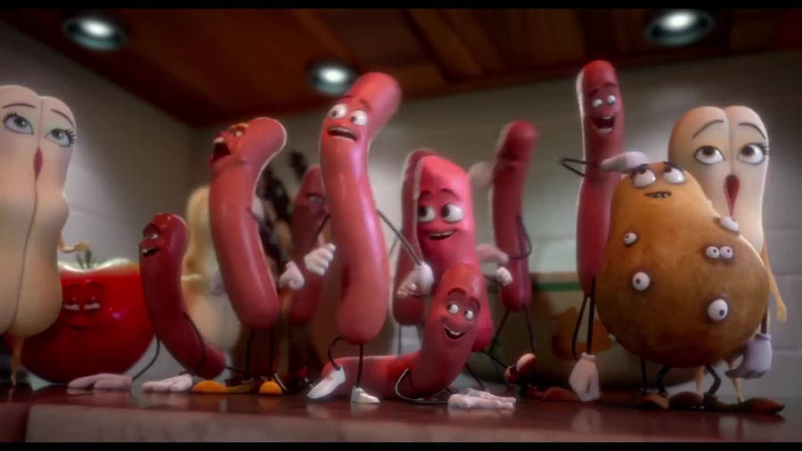 Delicious Sausage Party With Buns And Potatoes Wallpaper