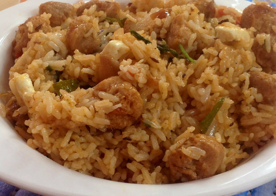 Delicious Shrimp Biryani With Fragrant Basmati Rice Wallpaper