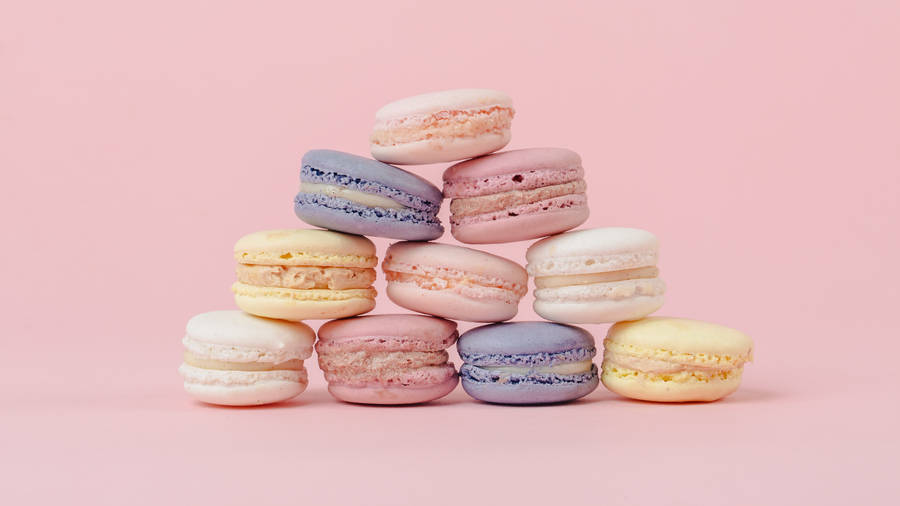 Deliciously Soft & Sweet Pastel Macaroon Pyramids Wallpaper