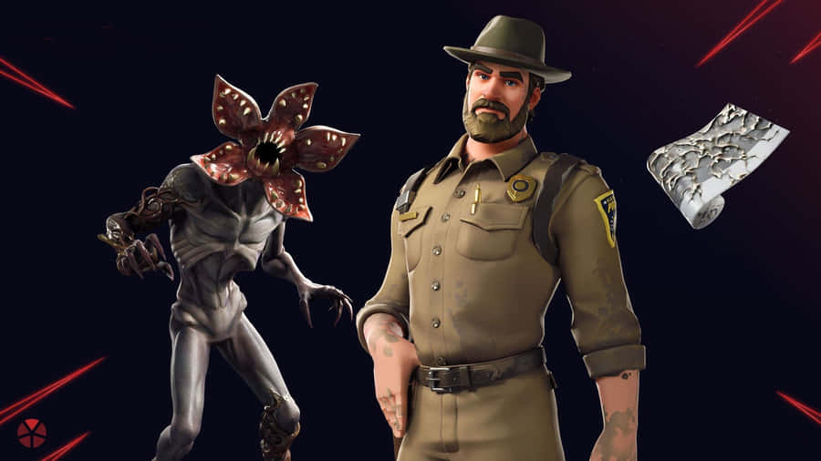 Demogorgon And Jim Hopper Stranger Things Wallpaper