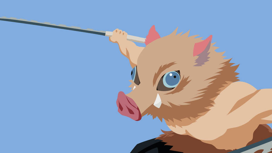 Demon Slayer Inosuke Fighting Stance With Swords Wallpaper