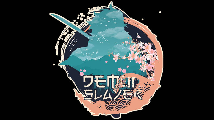 Demon Slayer Logo Cherry Blossoms Wallpaper