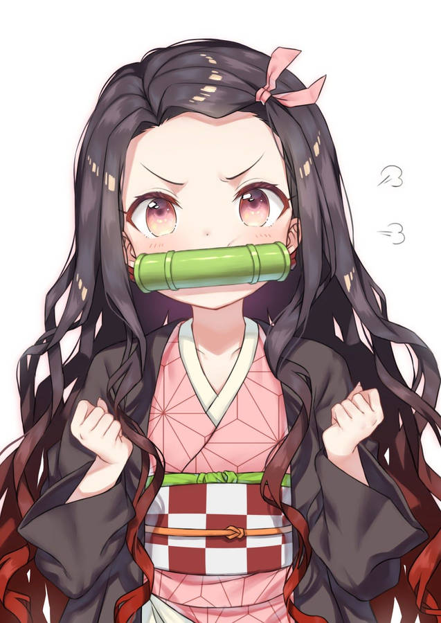 Demon Slayer Nezuko Cute Angry Face Wallpaper