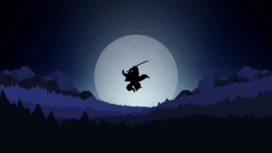 Demon Slayer Scenery Nezuko Full Moon Wallpaper