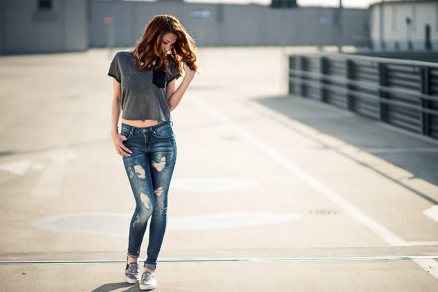 Denim Jeans Girl Photography Wallpaper