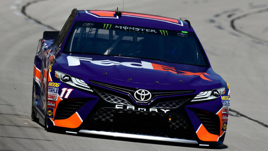 Denny Hamlin’s Navy Blue Car Wallpaper